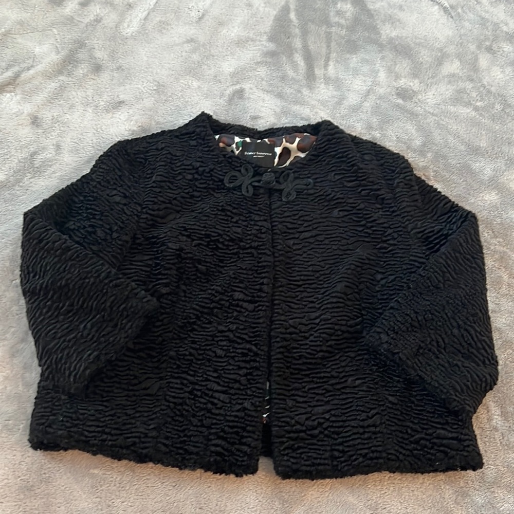 Behnaz Sarafpour Black Dressy 3/4 Jacket Lambswool Style XL